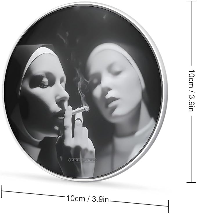 Nuns Smoking Phone Charger Magnetic Charging Pad Anti-Slip with USB Cable