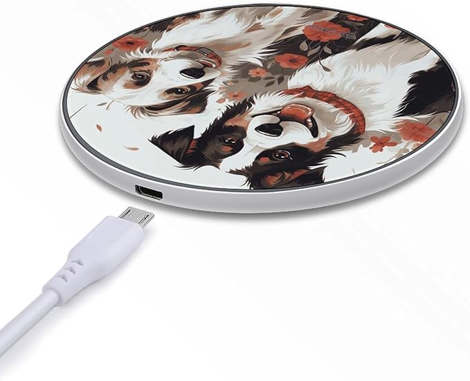 Lovely Dogs Wireless Charger Fast Wireless Charging Pad with USB Cable 10W Anti-Slip Magnetic Wireless Charger Portable Slim Charger Puck Travel Charging Station