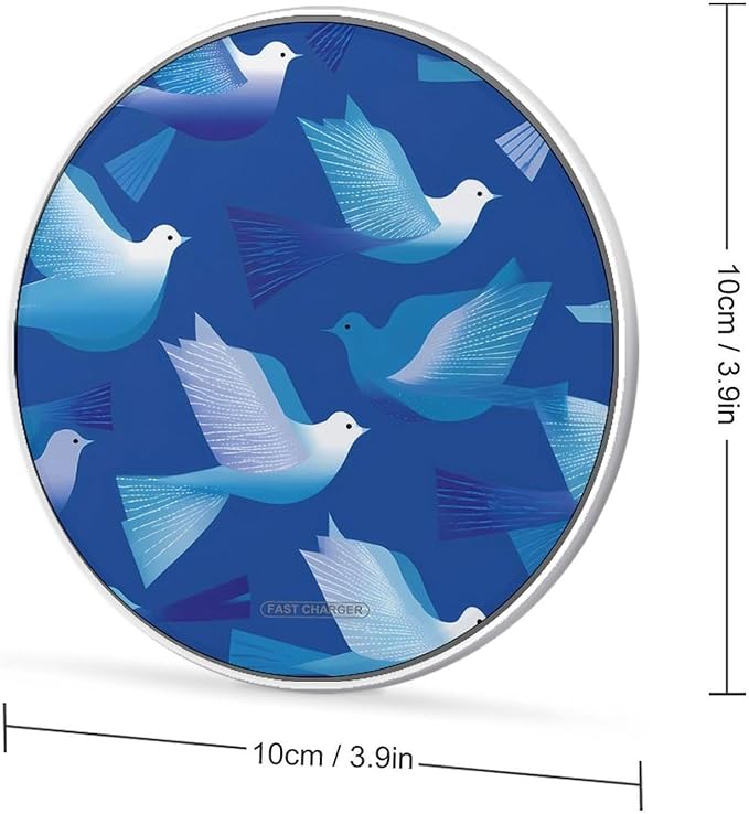 Pigeons Blue Geometry Phone Charger Magnetic Charging Pad Anti-Slip with USB Cable