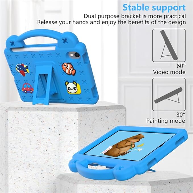 Compatible with Apple iPad mini 6 2021 8.3 inch Tablet Case Lightweight Shockproof Protective Case with Shoulder Strap &amp Stand Handle &amp Pen Tray for Girl Kid Gift Sky Blue