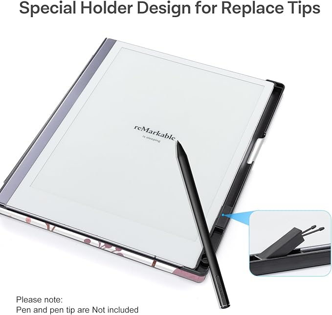CoBak Case for Remarkable 2 Paper Tablet with Two Viewing Angles- Lightweight and Hard Back Shell Protective Book Folio Cover with Built-in Pen Holder - for 10.3 2020 Released (with Stand Gardenia)