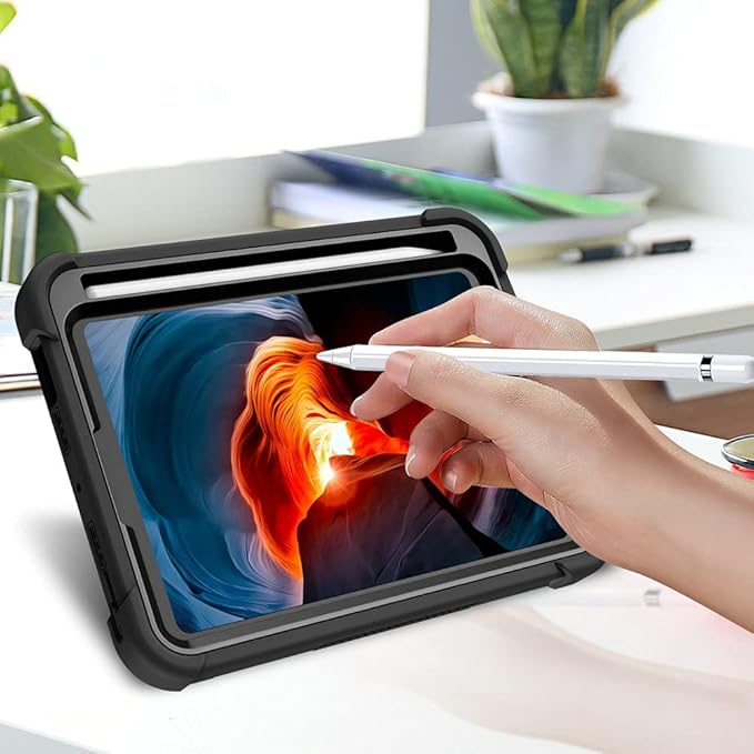 MAKEIT Case for iPad mini 7 (A17 Pro) 2024 iPad mini 6 Case (8.3-Inch2021 Model) with Pencil Holder Heavy Duty Shockproof Full Body Protective Case with Stand for iPad mini 6th/7th Generation Case