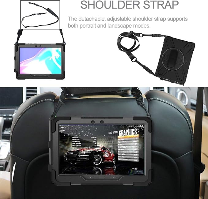 ZenRich for Galaxy Tab Active4 Pro 2022/Galaxy Tab Active Pro 2019 10.1 Case (SM-T630/T638/T540/T547) with S Pen Holder Rugged Heavy Duty Shockproof Case with Kickstand Hand Strap Shoulder Belt