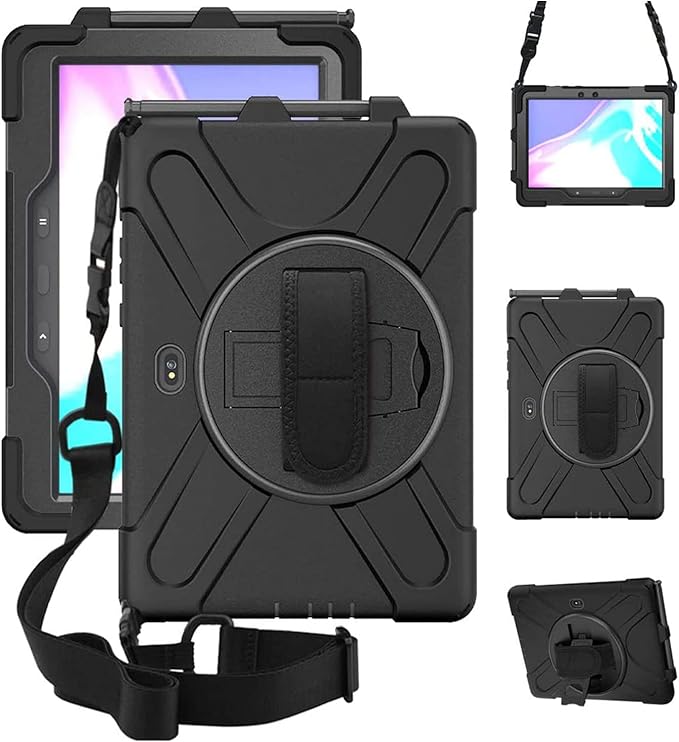 ZenRich for Galaxy Tab Active4 Pro 2022/Galaxy Tab Active Pro 2019 10.1 Case (SM-T630/T638/T540/T547) with S Pen Holder Rugged Heavy Duty Shockproof Case with Kickstand Hand Strap Shoulder Belt