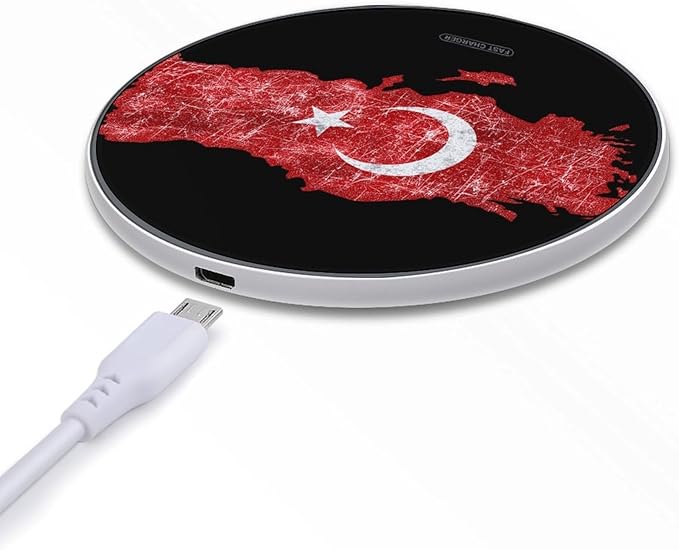 Turkey Turkish Flag Fast Portable Charger 10W Funny Graphic Phone Charging Pad with USB Cable