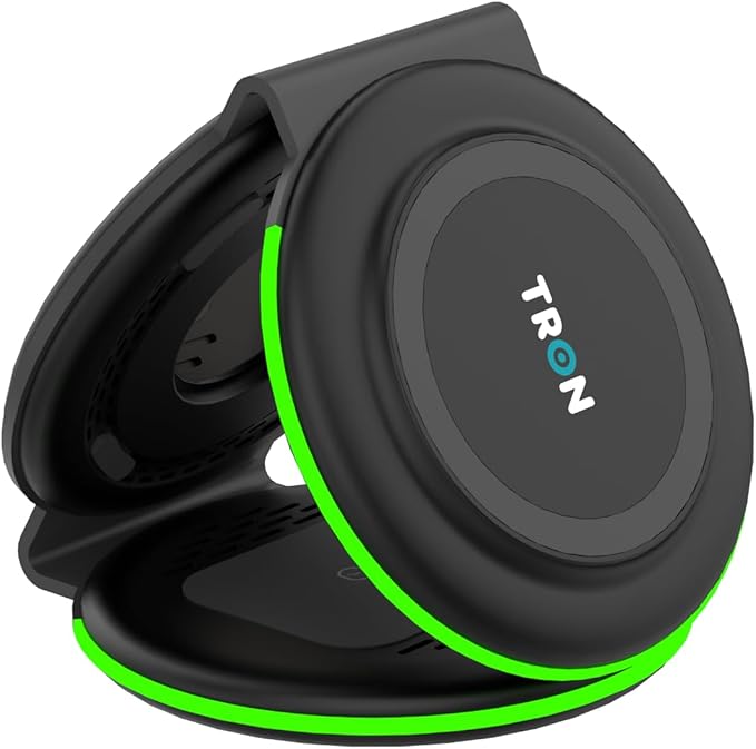 Tron 3 in 1 Foldable Magnetic Wireless Charger - Travel Charging Pad Dock for Apple Watch iPhone 16 15 14 13 12 Pro Max Plus &amp Airpod