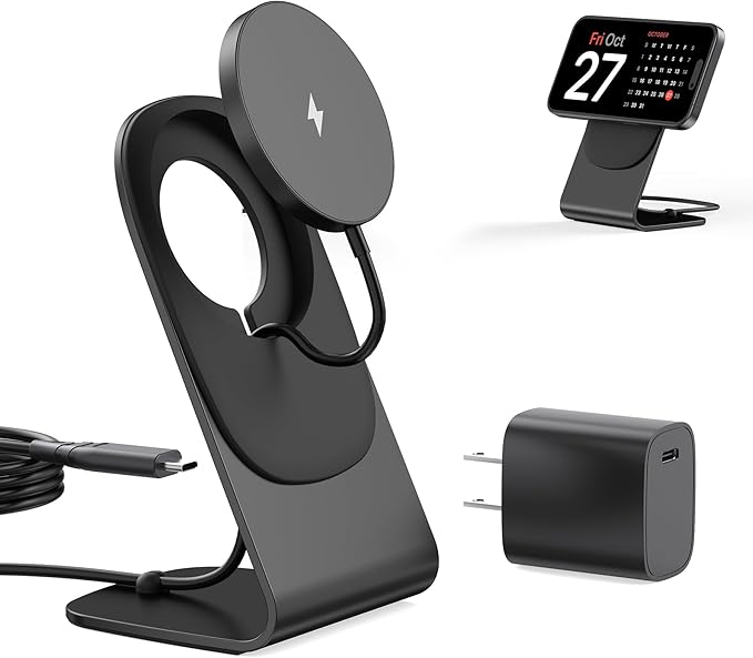 Magnetic Wireless Charger for iPhone 17/16/15/14/13/12 - Mag Charger+20W USB C Adapter Fast Wireless Charging Stand/Pad with 5ft Cable for iPhone 17/16/15/14/13/12 Pro Max Plus Mini 17e AirBlack