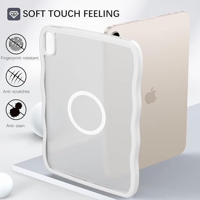 Telaso for iPad mini 7 A17 Pro 2024/iPad Mini 6 2021 8.3 Inch iPad mini 7th/6th Gen Wave Frame Design Magnetic Case Translucent Matte Back Soft TPU Bumper Case for iPad mini 7/Mini 6 Frosted Clear