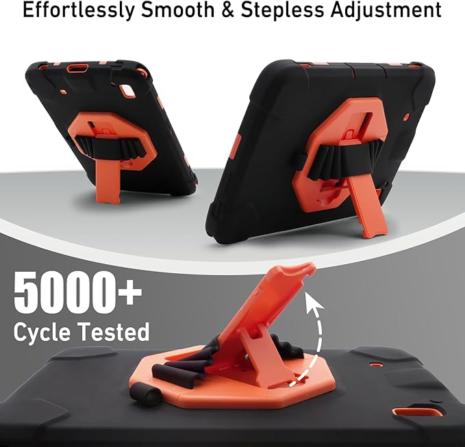 Protective Case for Zebra ET40 ET45 10 Inch Tablet Only Military Grade Shockproof Rugged Cover with Hand Strap &amp Stand SG-ET4X-10EXOSKL1-01 Compatible with Zebra Accessories (Orange)