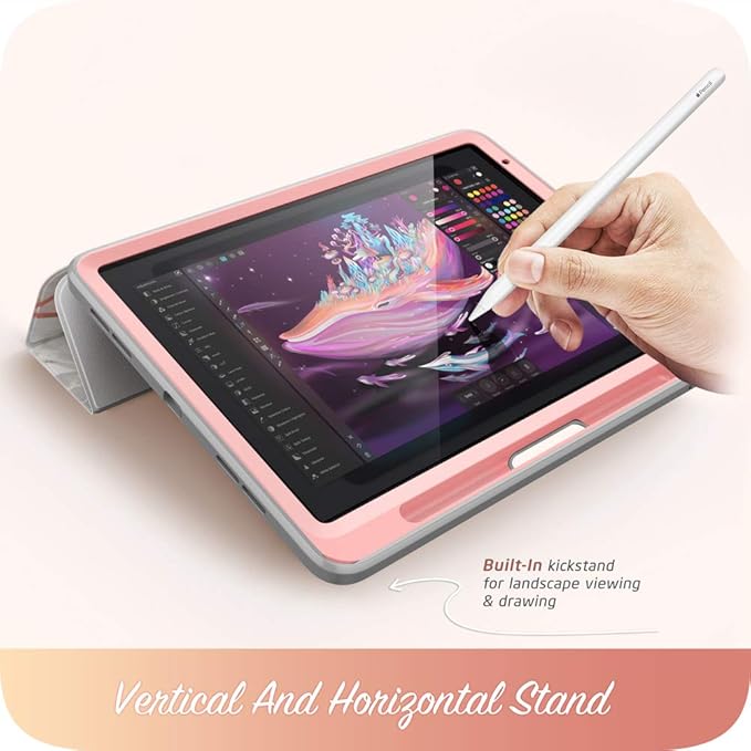 i-Blason Cosmo Case for iPad Air 5th Generation/4th Generation 10.9 (2022/2020) Full-Body Trifold with Built-in Screen Protector Protective Smart Cover with Auto Sleep/Wake &amp Pencil Holder (Marbl