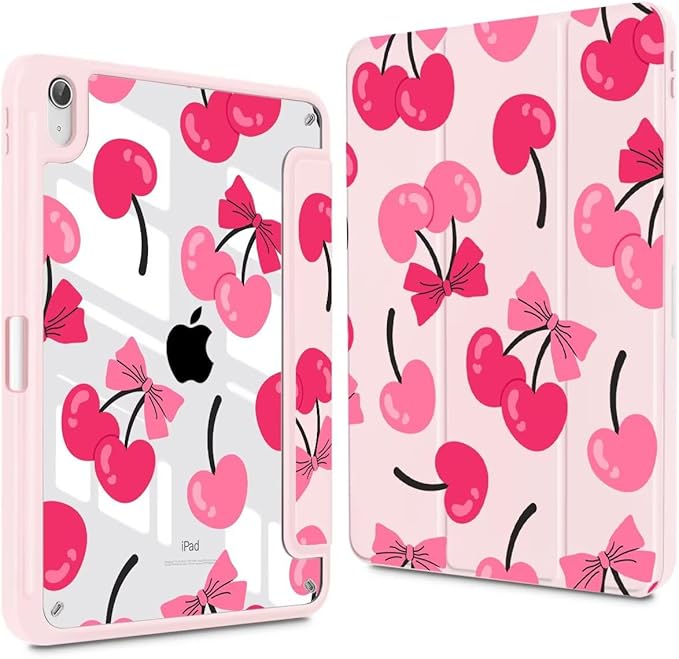 CISSOOK Case for iPad (A16) 11 inch 2025 &amp 10.9 inch iPad 10th Generation 2022 3D Pattern Slim Lightweight Protective Cover with Stand Auto Wake/Sleep Function Pink Cherry