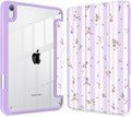 Mektron Printed Case for iPad mini 7 (A17 Pro) 2024/ Mini 6 2021 iPad mini 7th/6th Gen 8.3-inch Liquid Retina Display Cover Buit in Pencil Holder with Clear Back Shell Flowers &amp Adorable Lace
