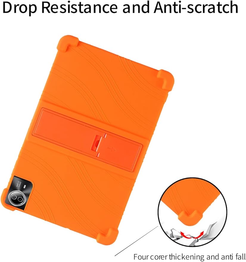 for Urao G140L 14 Inch Tablet CaseBOVUGAC Soft Silicone Adjustable Stand Shockproof Kids Friendly for Higrac G140L 14 Tablet(Orange)