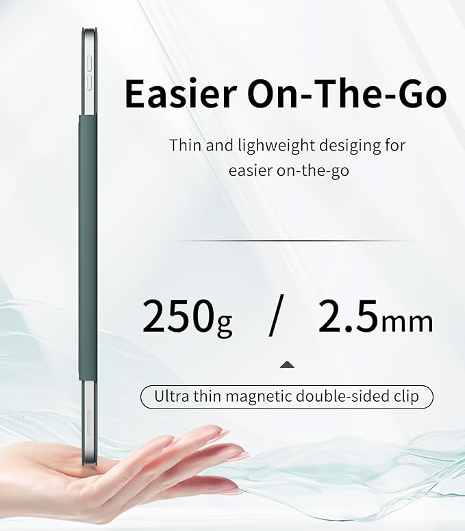 Magnetic Case for iPad Air 13 Inch M3/M2 (2025/2024) iPad Pro 12.9 inch 6th/5th Generation (2022/2021) | Auto Sleep/Wake | Pencil Pro &amp USB-C | Non-Slip PU Leather Protective CoverDark Green