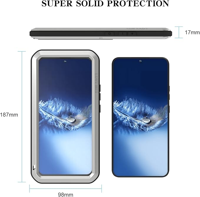 LOVE MEI Military Rugged Case for Samsung Galaxy S22 Plus5G with Tempered Glass Screen Protector Shockproof DustproofHybrid Metal and Silicone Gel Heavy Duty Full Body Cover for S22 Plus Silver