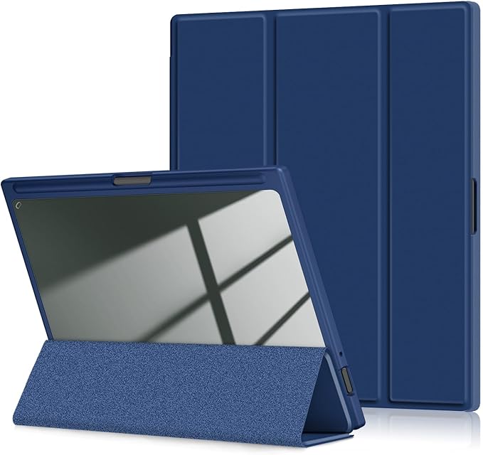 Case for BOOX Note Air 3 C and B/W E Ink Tablet 10.3 ePaperSlim Drop Protection Tri-Fold Cover with Hard Shell Transparent Back and Pen Holder Stand Cover with Auto Wake/SleepNavy