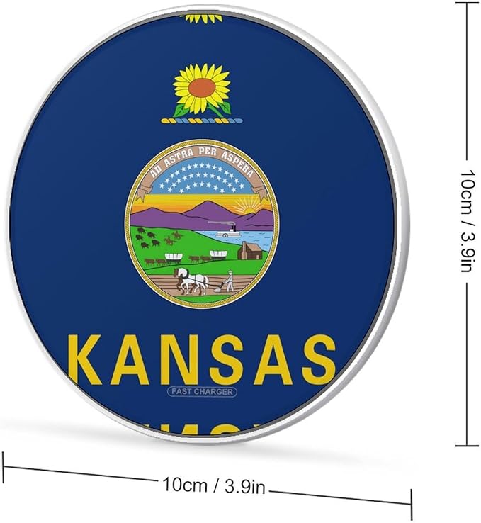 Flag of Kansas U.S.A. Phone Charger Magnetic Charging Pad Anti-Slip with USB Cable
