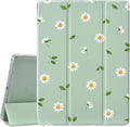 JOYLAND Cute Daisy for iPad 7th/8th/9th Generation Case (2019/2020/2021) 10.2 inchwith Pencil Holder-Premium Shockproof Case with Soft TPU Back Cover &amp Auto Sleep/WakeGreen Shell