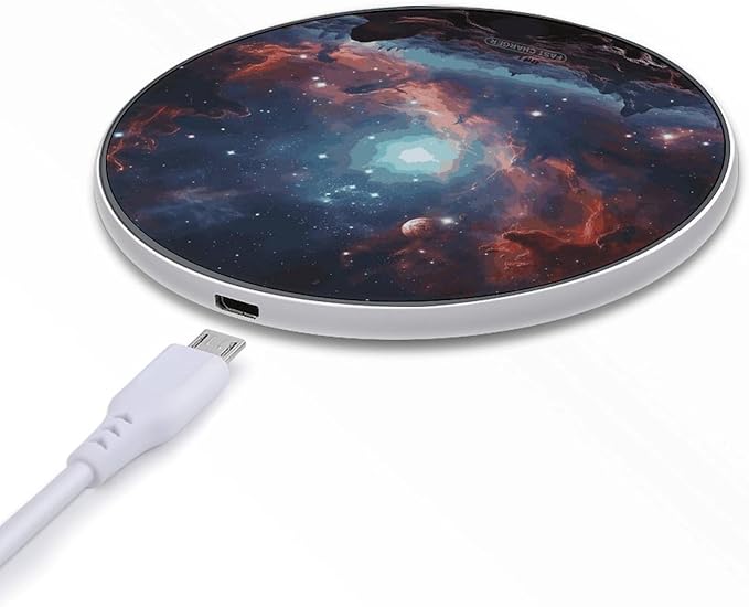 Space with Cluster Wireless Charger Fast Wireless Charging Pad with USB Cable 10W Anti-Slip Magnetic Wireless Charger Portable Slim Charger Puck Travel Charging Station