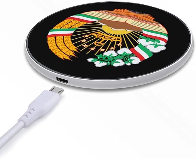 Emblem of Tajikistan Fast Portable Charger 10W Funny Graphic Phone Charging Pad with USB Cable