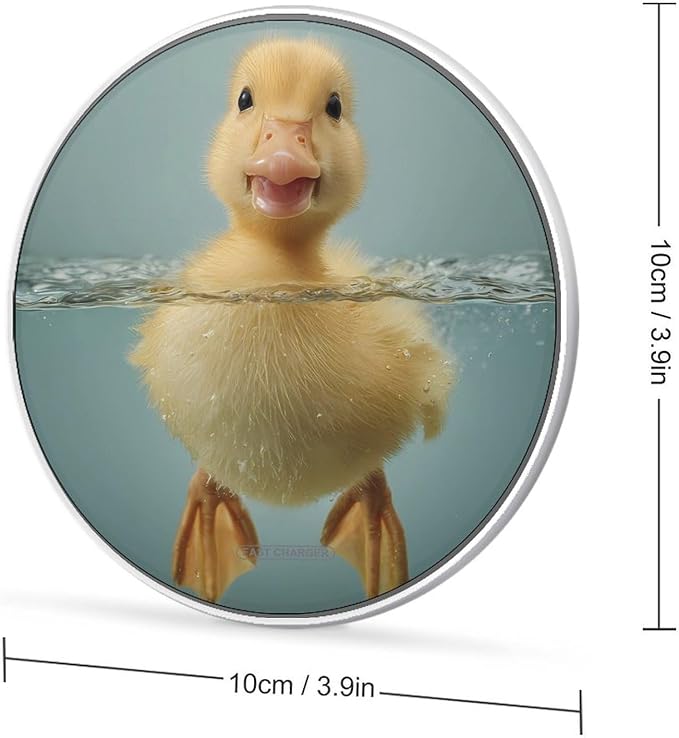 Duck Swimming on Water Surface Fast Portable Charger 10W Funny Graphic Phone Charging Pad with USB Cable