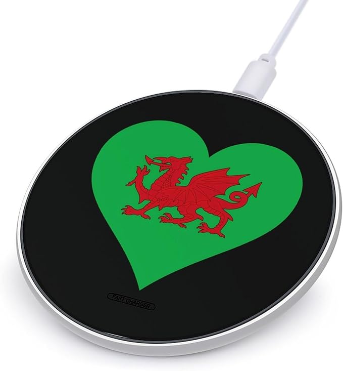 Welsh Dragon Heart Fast Portable Charger 10W Funny Graphic Phone Charging Pad with USB Cable