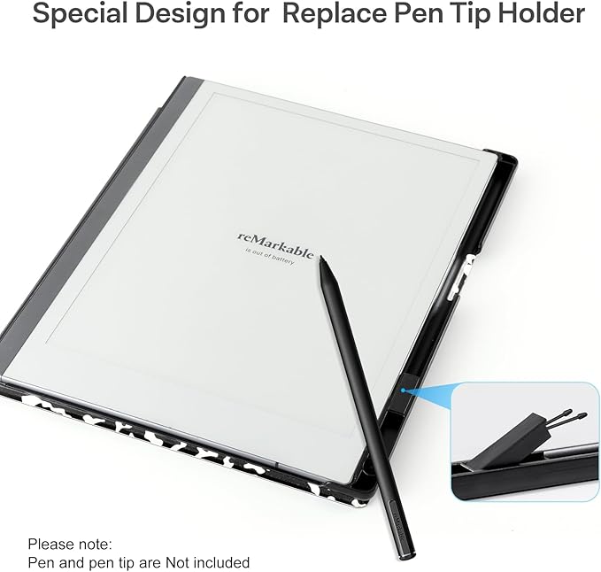 CoBak Case for Remarkable 2 Paper Tablet - Lightweight and Protective Book Folio Cover with Built-in Pen Holder - for 10.3 2020 Released Black Notebook