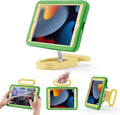 Kids Case for iPad 7th/8th/9th Gen 10.2 inchAdjustable Portrait/Landscape Stand/Drop Proof with Handle/KickstandChild Friendly Protective Cover for iPad 10.2 2021/2020/2019 (GreenYellow)