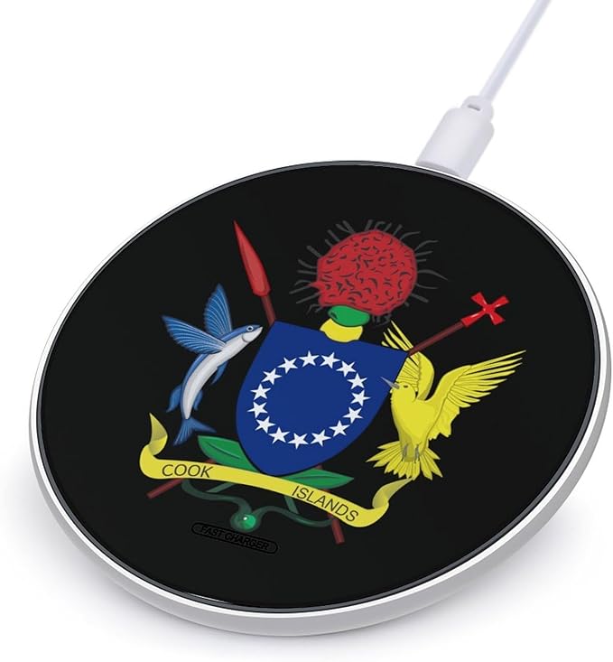 Coat of Arms of The Cook Islands Fast Portable Charger 10W Funny Graphic Phone Charging Pad with USB Cable