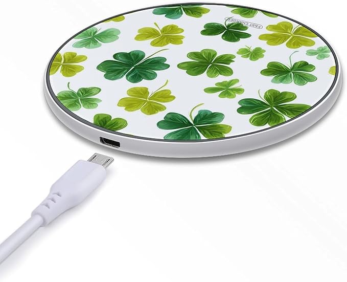St Day Partick Clovers Fast Portable Charger 10W Funny Graphic Phone Charging Pad with USB Cable