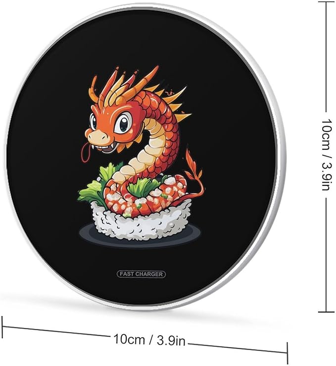 Sushi Dragon Japanese Food Wireless Charger Anti-Slip Wireless Charging Pad Slim Charger Mat for Men Women