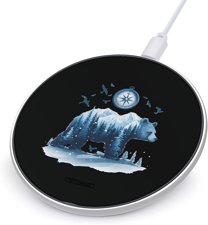 Forests Bear Wildlife Animal Wireless Charger Anti-Slip Wireless Charging Pad Slim Charger Mat for Men Women