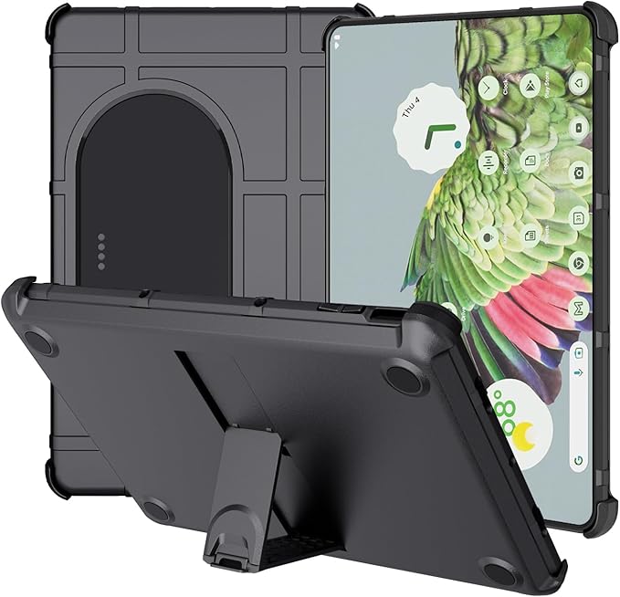 Case and Travel Cover for Google Pixel Tablet (2023) Nakedcellphone Special Ops Rugged Shield and Hard Shell View Stand Companion - Matte Black