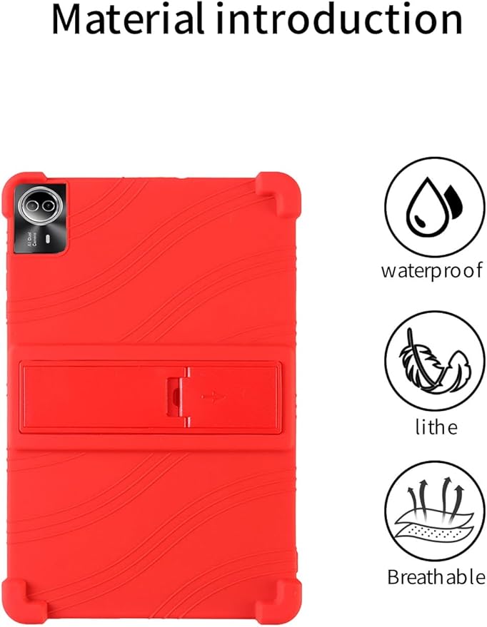 for Urao G140L 14 Inch Tablet CaseBOVUGAC Soft Silicone Adjustable Stand Shockproof Kids Friendly for Higrac G140L 14 Tablet(Red)