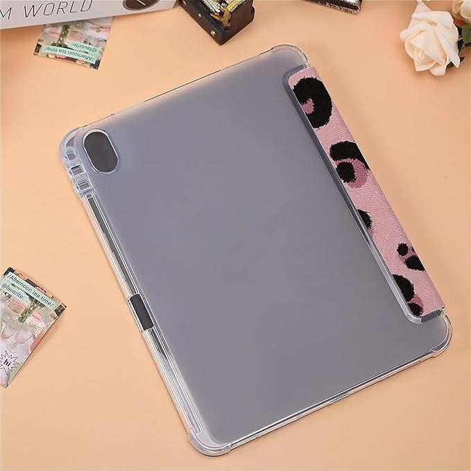 Pink Leopard Ripple Case Compatible with iPad 9th 8th 7th Generation 10.9 Inch 2021/2019/2018Funny Cover with Trifold Stand + Pencil Holder for Boys GirlsiPad 10.9in 2022