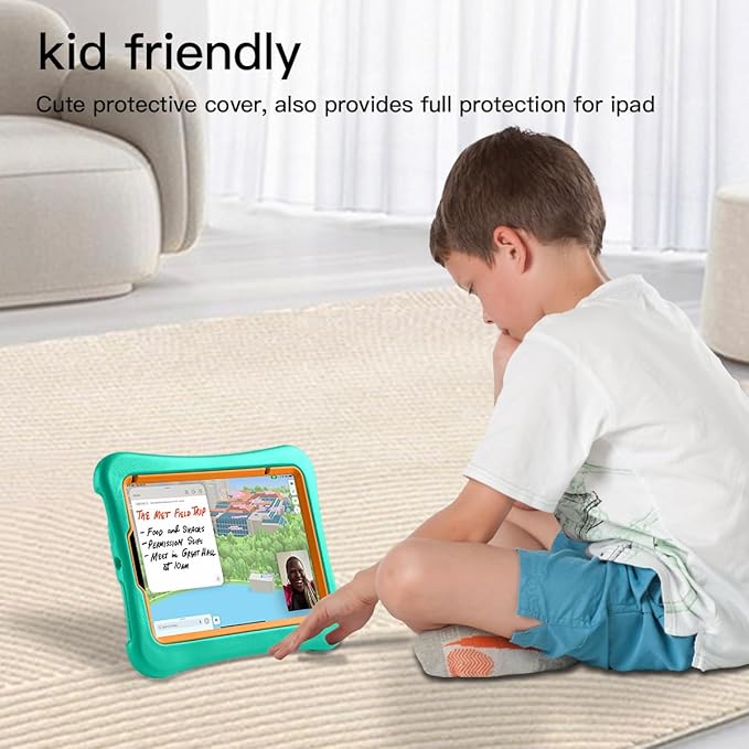 Kids Case for iPad Mini 7 A17 Pro 2024 /iPad Mini6 2021 Light Weight Heavy Duty/Shockproof/Drop Proof with Handle/Kickstand Child Friendly Cover for iPad Mini 7th/6th Gen 8.3inch (mint green)