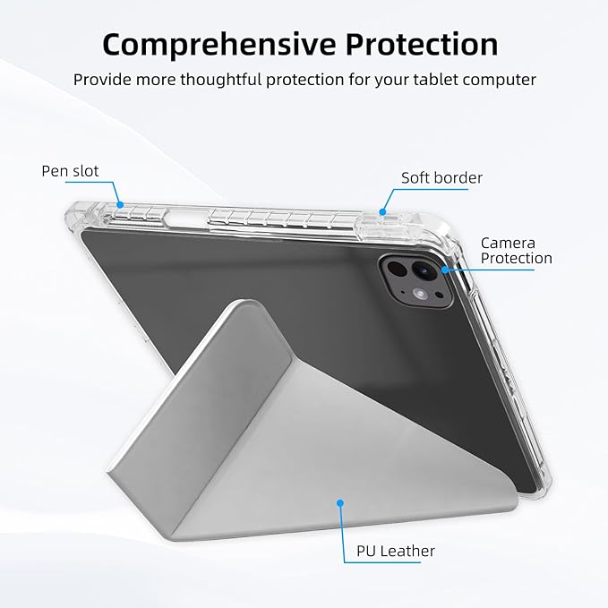 for iPad Pro 11 2024 Case with Pencil Holder Foldable Y-Shaped Protective Cover Stylish Clear Multi-Angle Viewing &amp Auto Sleep/Wake Skull Red Roses Books Tablet Case
