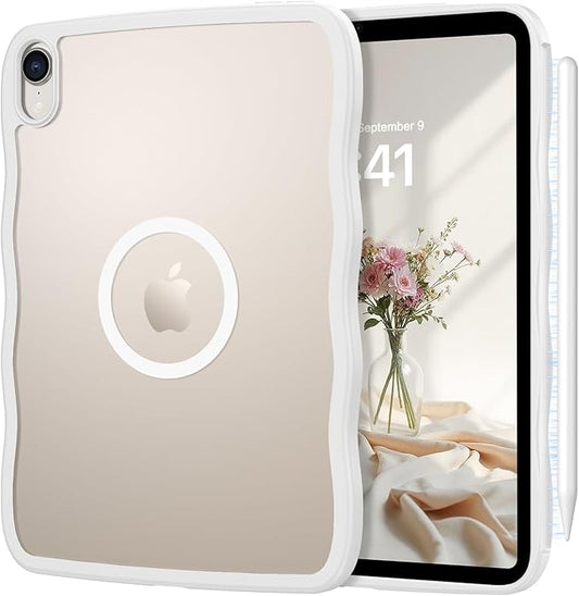 Telaso for iPad mini 7 A17 Pro 2024/iPad Mini 6 2021 8.3 Inch iPad mini 7th/6th Gen Wave Frame Design Magnetic Case Translucent Matte Back Soft TPU Bumper Case for iPad mini 7/Mini 6 Frosted Clear