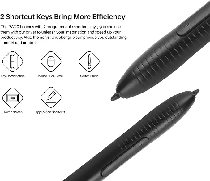 PW201 Stylus Pen for HST640 H610PRO V2 HC16 HS64 HS610 GC610 H1161 H320M Drawing Tablet Ergonomic Pen Replacement for Drawing Board