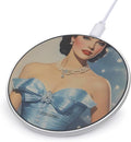 Vintage Women Magazine Blue Dress Phone Charger Magnetic Charging Pad Anti-Slip with USB Cable