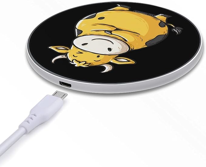Cartoon Cow Fast Portable Charger 10W Funny Graphic Phone Charging Pad with USB Cable