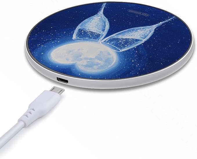 Night Sky Champagne New Year Phone Charger Magnetic Charging Pad Anti-Slip with USB Cable