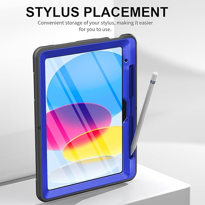 Case for iPad (A16) 11th/10th Generation Case: Protective Cover for iPad 11th Gen 11 Inch 2025 &amp10th Gen 10.9 2022 with Screen Protector- Stand- Shoulder Strap- Handle- Pencil Holder-Blue+Black
