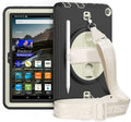 New Kindle Fire HD 8/8 Plus Tablet Case with 360 Degree Swivel Stand Carrying Strap Children's Ebook Cover Black