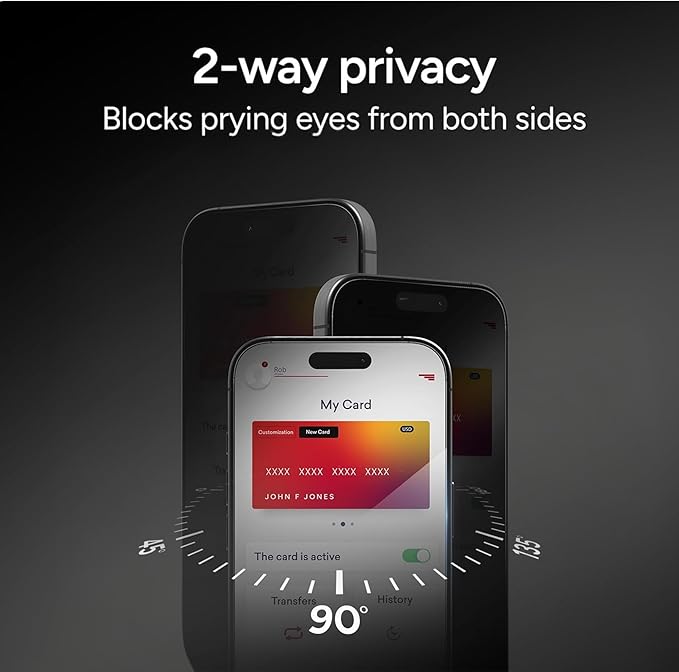 ZAGG Glass+ Defense Elite Screen Protector Privacy for iPhone 17e/16e iPhone 14/13/13 Pro - 5X Stronger 2-Way Privacy Filter Scratch &amp Smudge-Resistant Easy Install
