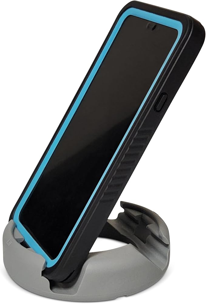 GoDonut Plus+ - Smartphone and Tablet Stand - Compatible with Lager Cases with Charging Port Access - for use at Work at Home Travel and on-the-go (Gray)