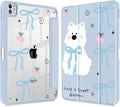 May Chen Case for iPad Pro 11-Inch M5/M4 2025/2024 (6th/5th Generation) Clear Transparent Print Back Shell Slim Stand Shockproof Tablet Cover Auto Wake/Sleep Blue Bows Dog