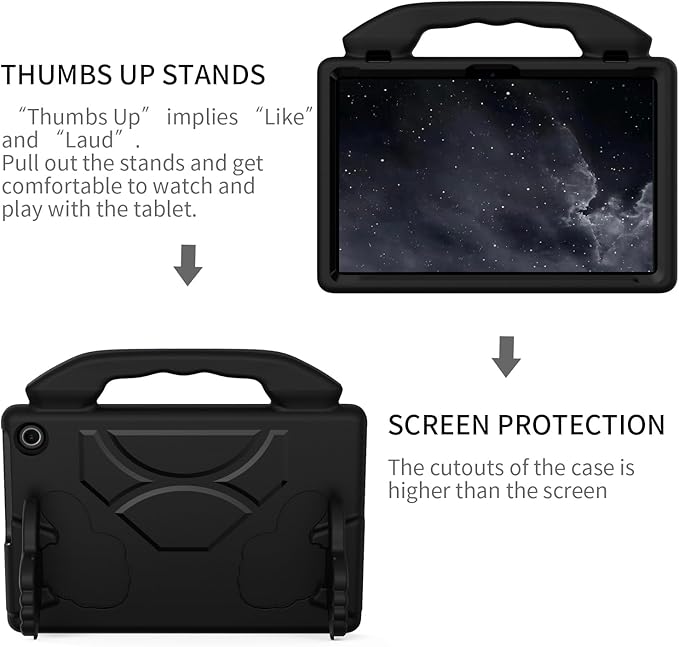 for Amazon Fire Max 11 Kids Tablet Case EVA Material Light Weight Shockproof Rugged Heavy Duty Thumb Kickstand Kids Case for Amazon Fire Max 11 (2023) (Black)