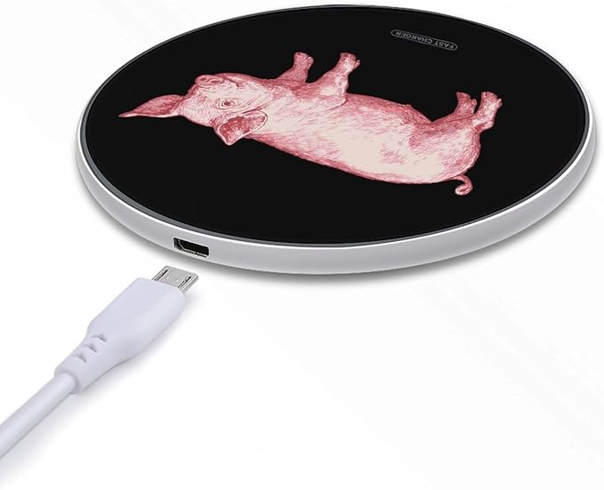 Pigs Art Fast Portable Charger 10W Funny Graphic Phone Charging Pad with USB Cable