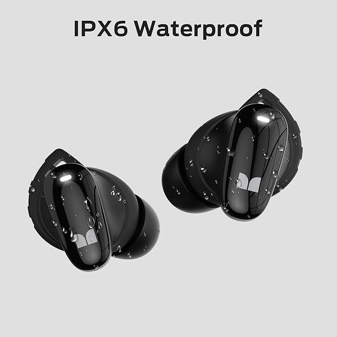 Monster N-Lite 206 Bluetooth Wireless Earbuds in Ear Headphones Bluetooth 5.4 Ear Buds Built-in Mic Comfortable Fit Touch Control Type-C Fast Charging IPX6 Waterproof 25H Playtime Black